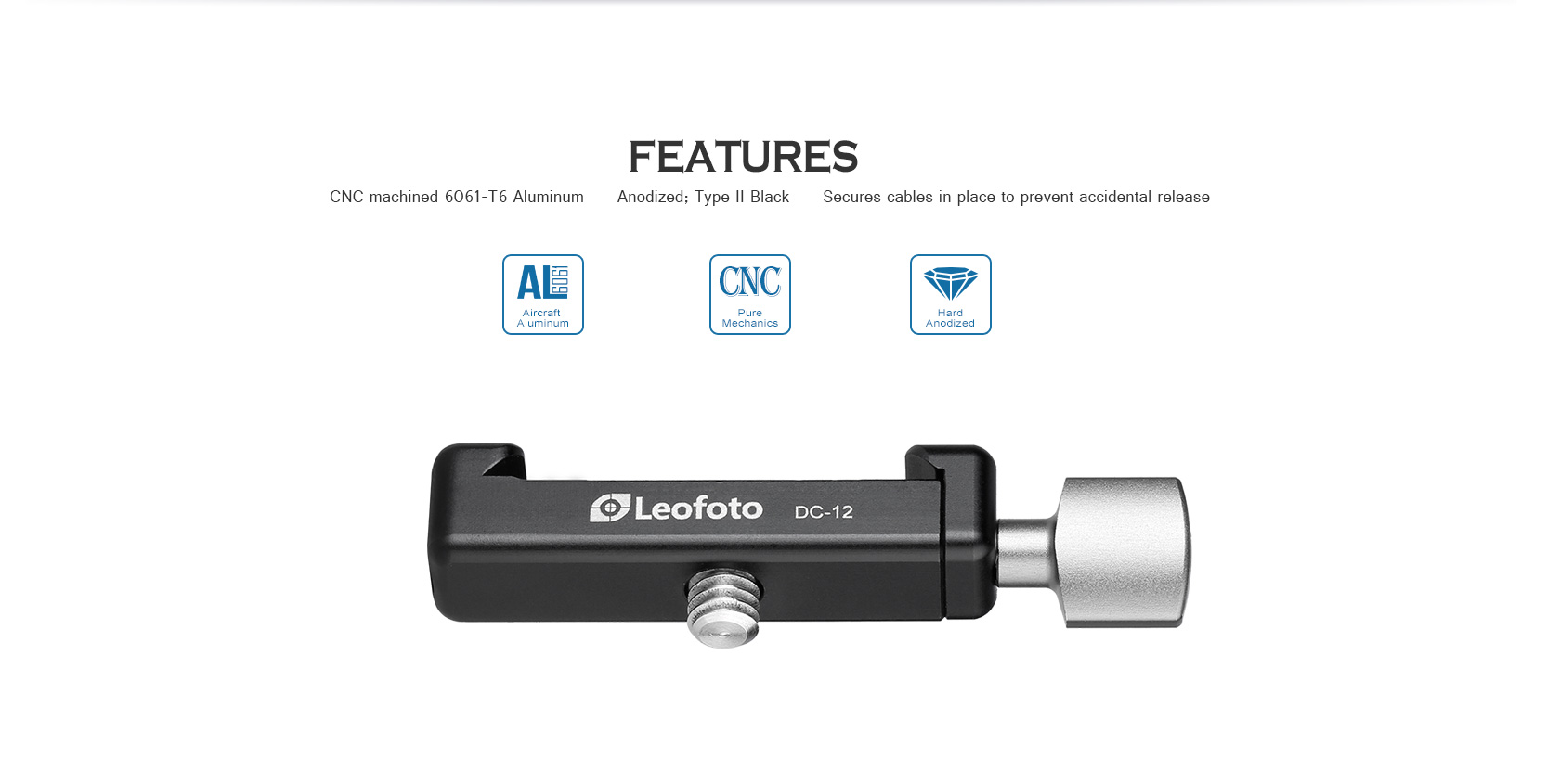 LEOFOTO 12mm Micro Clamp/Index Stop Bar DC-12 for Arca/RRS Compatible Rail 