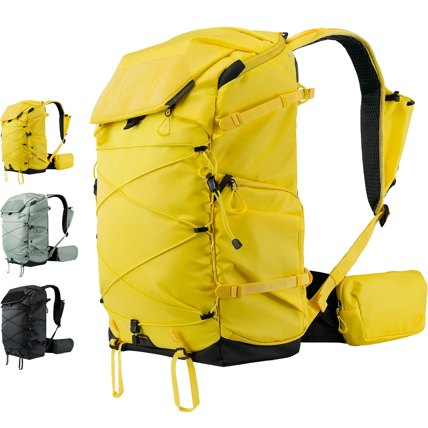 Leofoto All-in-One Travel & Photography Camera Backpack – 35L in Black, Yellow, and Green - Black - Medium
