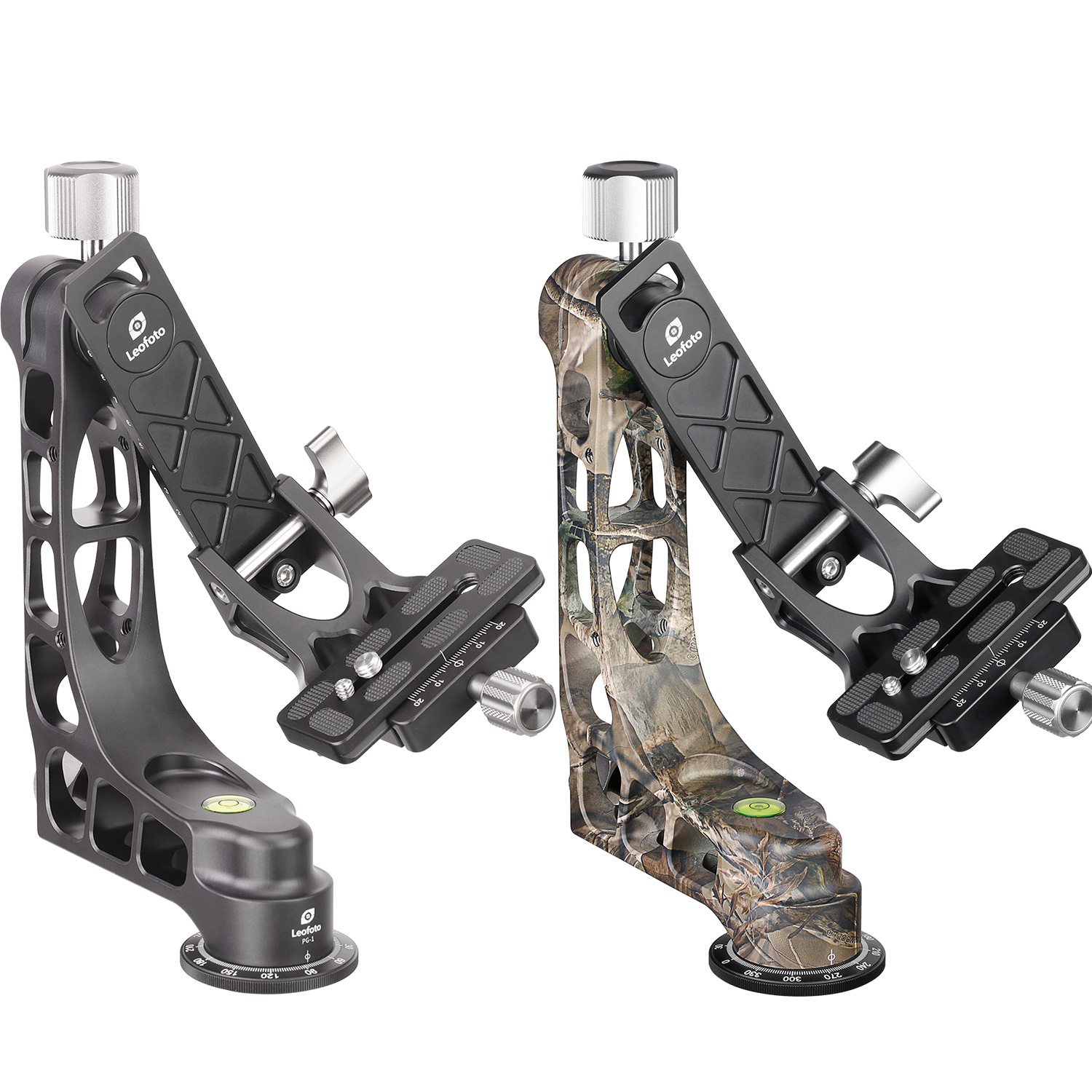 Leofoto PG-1 Lightweight Gimbal Tripod Head w/ Plate & Bag (Black/Camo) - Black