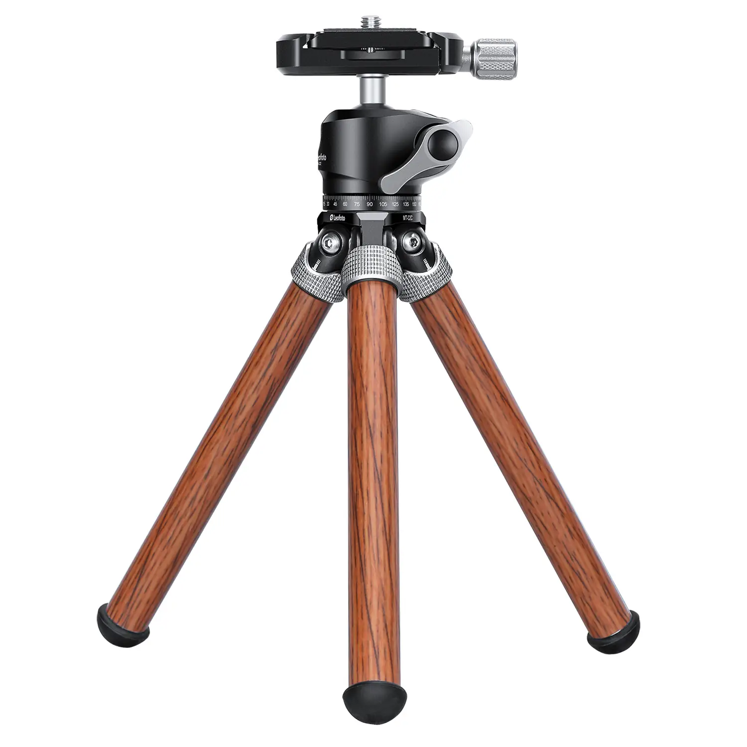Leofoto MT-02C(Wooden color)+LH-22 Mini Tabletop Travel Carbon Fiber Tripod