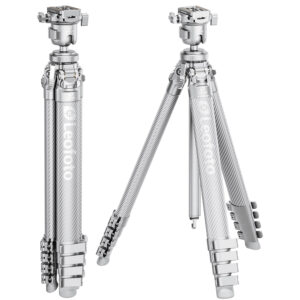 Leofoto AZ-235C+MBH-30 AZURE SERIES Ultra-Compact Tripod. All finished in a sleek matte silver-gray metallic design