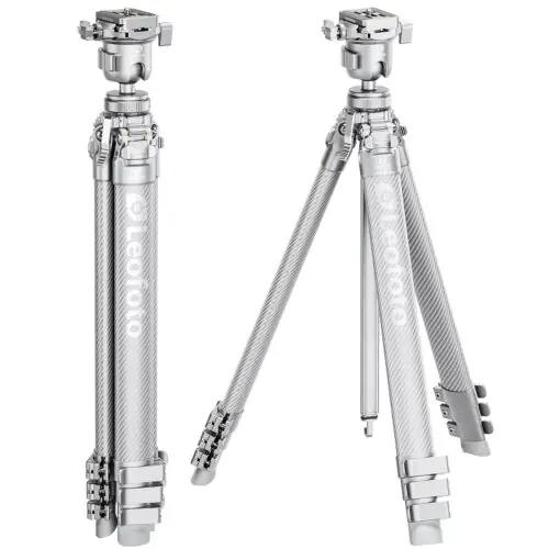 Leofoto AZ-204C+MBH-30 AZURE SERIES Ultra-Compact Tripod. All finished in a sleek matte silver-gray metallic design